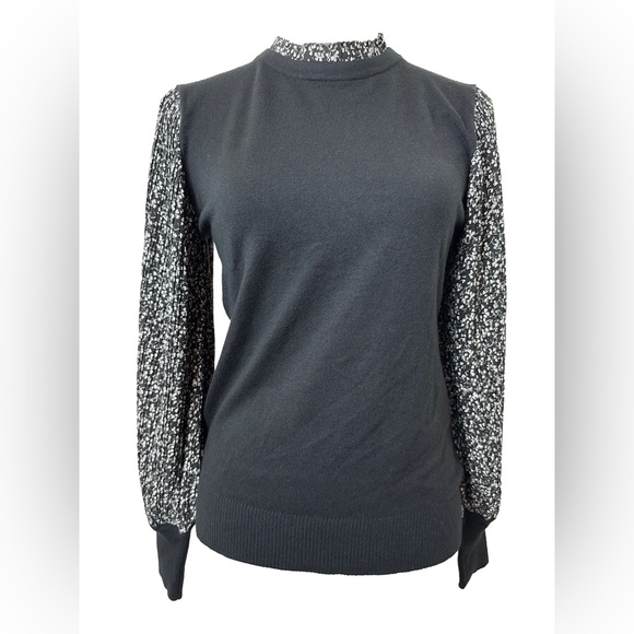 Sioni Tops - Sioni Milano Black Floral Sleeve Blouse Size Small NWT